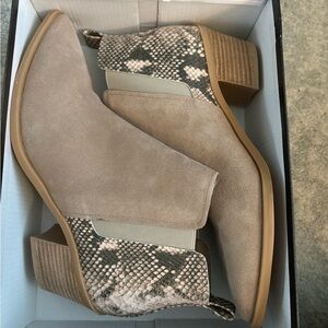 Dolce Vita Taupe and Snake Print Ankle Booties